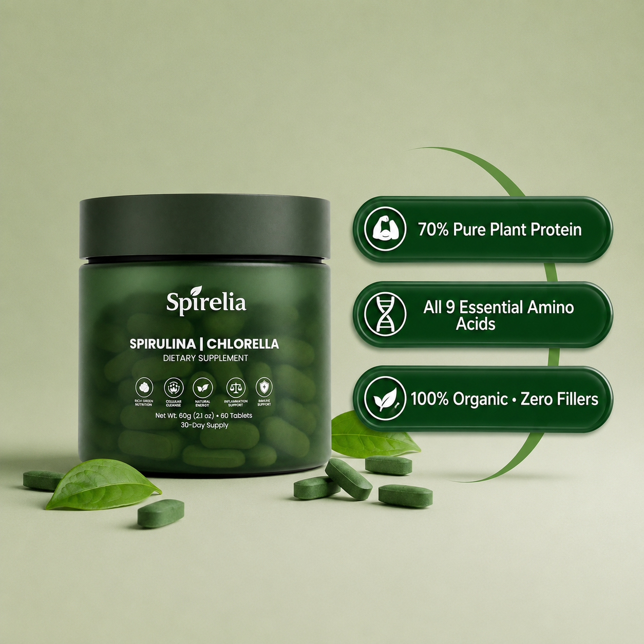 Spirelia® | Spirulina and Chlorella Tablets