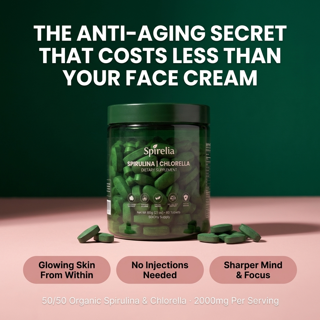 Spirulina & Chlorella Tablets — No Botox. No Fillers. No $2M Protocol. Just Results.